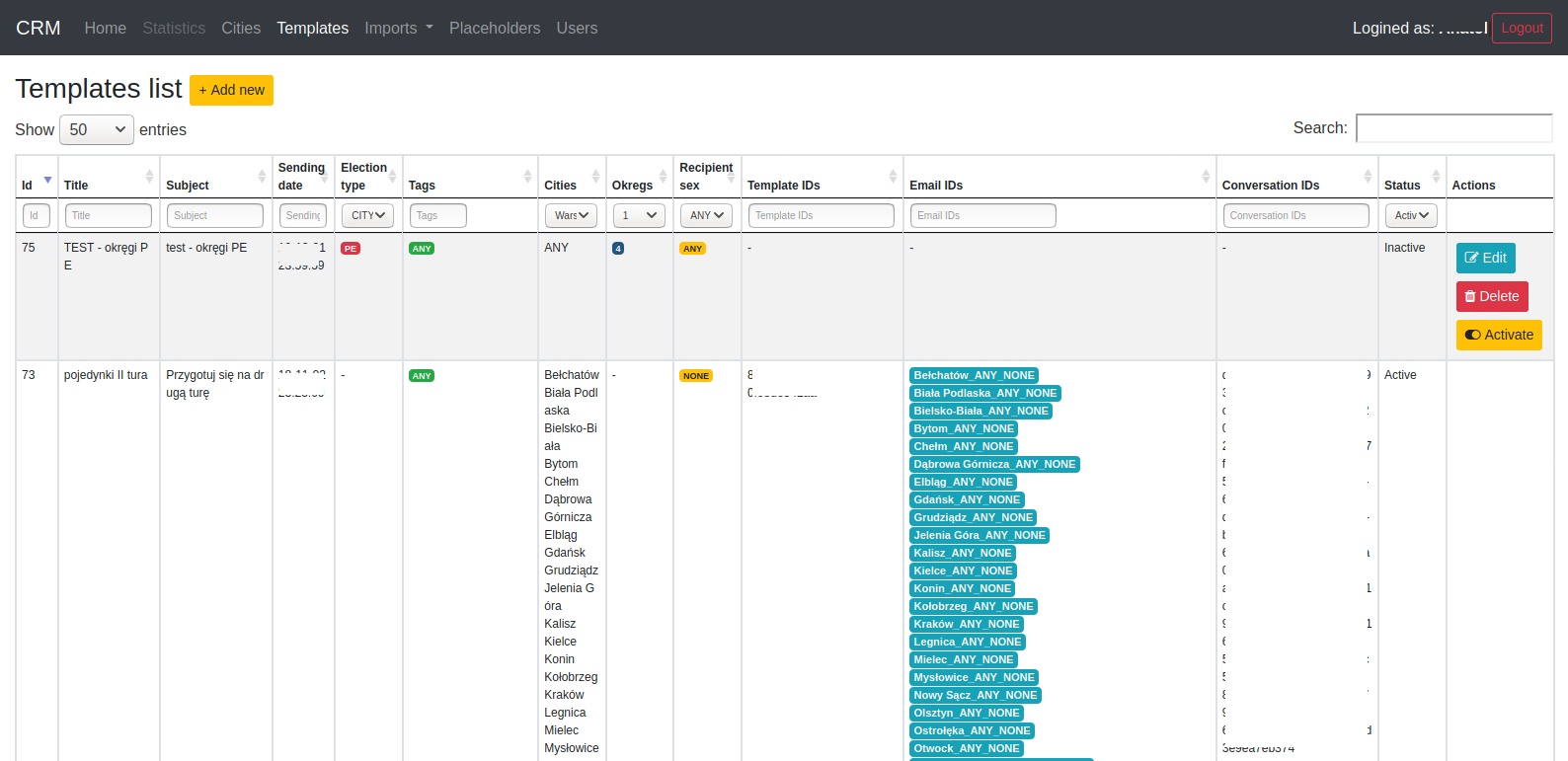 CRM application