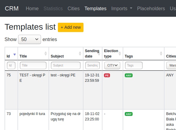 CRM application